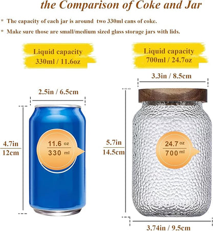 Viovian 24 OZ Glass Coffee Jar with Wooden Lid 700ml Clear Vintage Glass Storage Canister Anti-slip Decorative Jars with Lids for Food Candy Coffee Beans Cookie Sugar