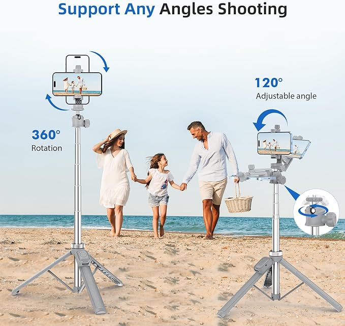 67" Phone Tripod, MIIASI Extendable Tripod for iPhone, Selfie Stick with Remote and Phone Holder, Compatible with iPhone/Android/Camera, Light Stand