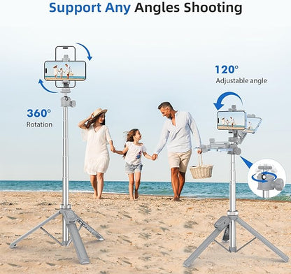 67" Phone Tripod, MIIASI Extendable Tripod for iPhone, Selfie Stick with Remote and Phone Holder, Compatible with iPhone/Android/Camera, Light Stand