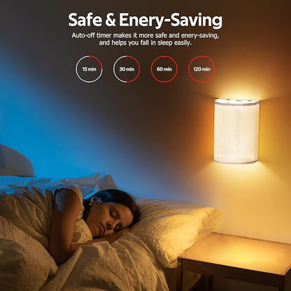 Wall Sconces Set of Two, Battery Operated Wall Sconces 3 Colors Changeable Dimmable Wall Lights Fixtures with Remote Control Fabric Wall Lamp Sconces for Bedroom Living Room Hallway
