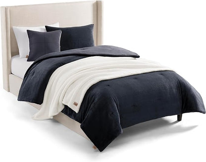 UGG Remina Twin Comforter Set 4 Piece Bed in a Bag with Throw Blanket, Decorative Pillow Sham and Reversible Comforter Hypoallergenic Luxury Bedding, Machine Washable, Twin XL, Navy Blue