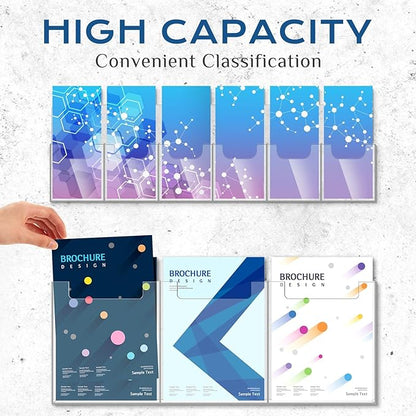 Sherr 4 Pcs Acrylic Brochure Pamphlet Holder Wall Mount 2 Sizes 9 Pocket Fits for 8.5" x 11" and 4" x 9" Brochure Magazine Holder Literature Multi Slot Wall Mount Combo Display Clear Flyer