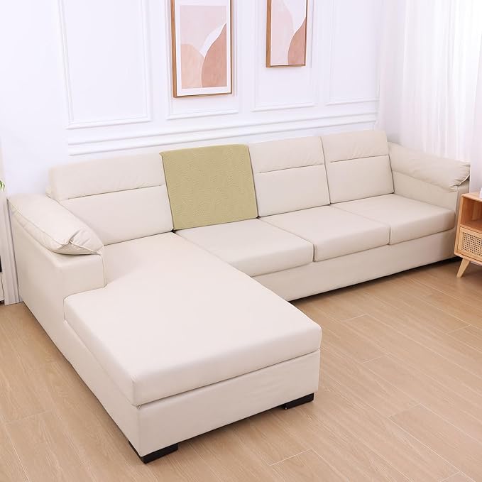 hyha Individual Couch Cushion Covers, Stretch Magic Sofa Seat Cushion Covers Washable, Dog Couch Sofa Slipcover for Pets, Kid with Elastic Bottom(Back Cover M, Taupe)