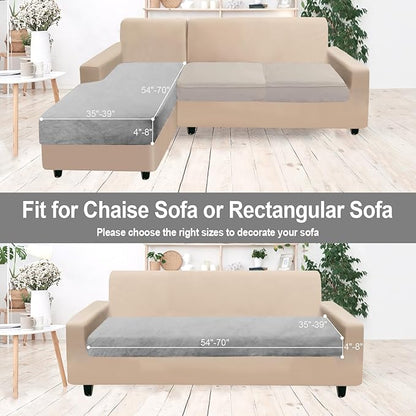 NAISI Sectional Couch Cover 1 Piece Velvet Separate Chaise Lounge Cover Soft Stretch Sofa Slipcovers for Left/Right Chaise Sectional Couch(Chaise Lounge,Light Grey)