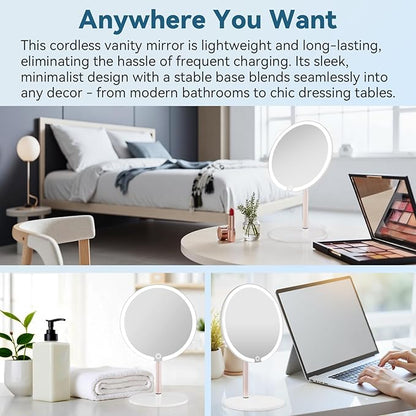 Makeup Mirror with Lights, 4K Ultra-Clear Reflection, Long-Press Adjustable Brightness, 3 Glow Settings, Flexible Multi-Angle Design – Perfect for Makeup and Valentines Day Gifts for Her