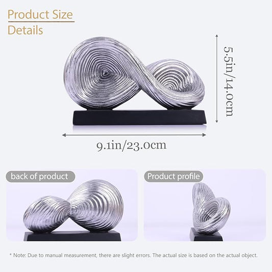 5.5‘’ Infinity Knot Sculpture - Abstract Decorative Object, Modern Infinity Loop Symbol for Home Decor, Knick Knacks for Shelves, Living Room Table, TV Stand, Geometric Coffee Table Statues(Silver)