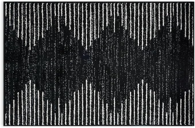 Rugshop Bohemian Stripe Stain Resistant High Traffic Living Room Kitchen Bedroom Dining Home Office Area Rug 2'7" x 4' Black
