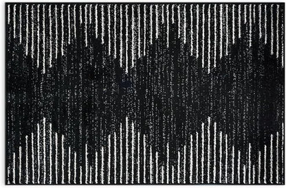 Rugshop Bohemian Stripe Stain Resistant High Traffic Living Room Kitchen Bedroom Dining Home Office Area Rug 2'7" x 4' Black