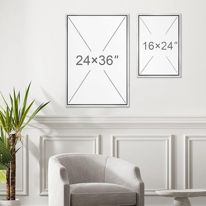 MUDECOR Framed Canvas Print Wall Art Watercolor Wildflower Art Print, Floral Botanical Prints, Minimalist Art, Modern Farmhouse for Bedroom - 24"x36"x3 White