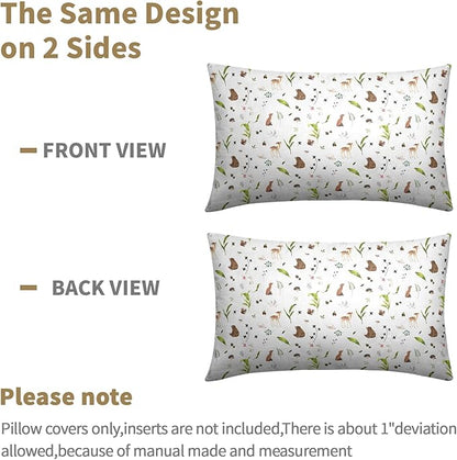 Neutral Spring Pillow Covers 12x20 Set of 2 Forest Throw Pillow Covers Rustic Pillowcase Linen Decoration Farmhouse Soft Decorative Plants Animals Cushion Case Couch for Indoor Outdoor Home Decor