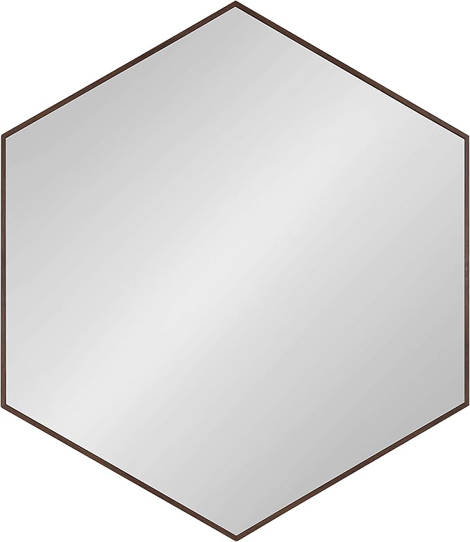 Kate and Laurel Rhodes 6-Sided Hexagon Wall Mirror, 30.75x34.75 Walnut Brown