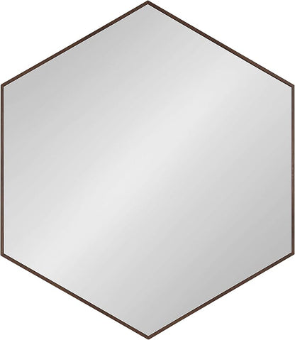 Kate and Laurel Rhodes 6-Sided Hexagon Wall Mirror, 30.75x34.75 Walnut Brown