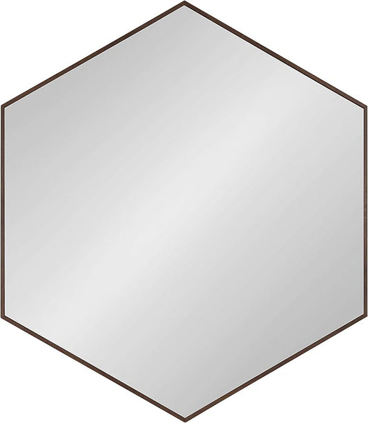 Kate and Laurel Rhodes 6-Sided Hexagon Wall Mirror, 30.75x34.75 Walnut Brown