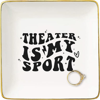 Dranma Themed Gift-In the Can Gifts-Movie Premiere Present-Theatre Lover Performance Actress Actors Director Present-Acting Inspired-Theater is My Sport-Ceramic Jewelry Tray Trinket Holder Ring Dish