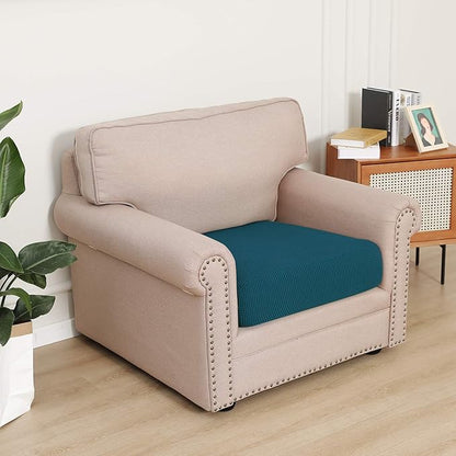 Easy-Going Stretch Chair Cushion Cover Sofa Cushion Furniture Protector Sofa Seat Sofa Slipcover Sofa Cover Soft Flexibility with Elastic Bottom(Chair Cushion, Peacock Blue)