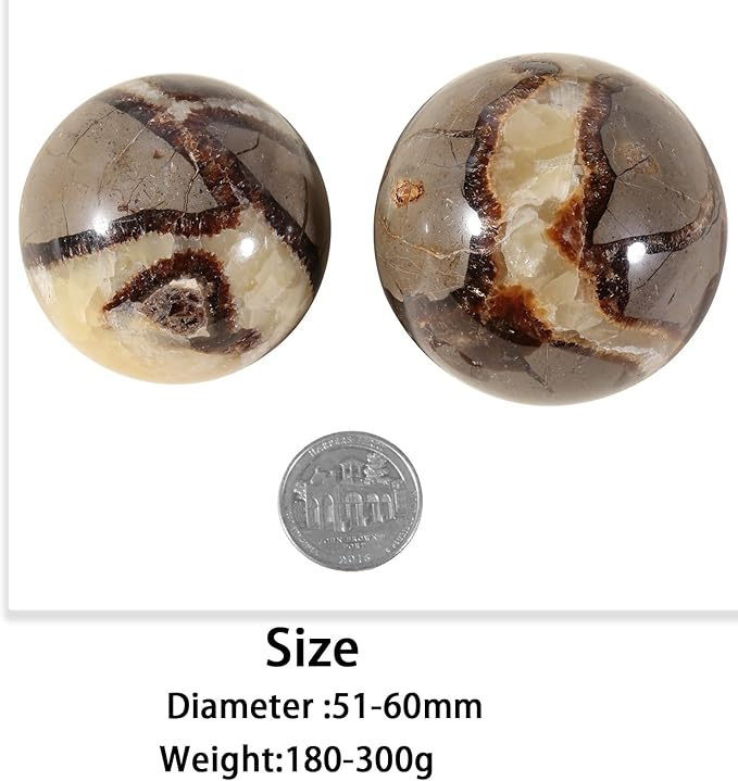 Nupuyai Natural Septarian Dragon Crystal Ball with Wooden Stand Healing Stone Sphere for Divination Fengshui Meditation Home Office Decor