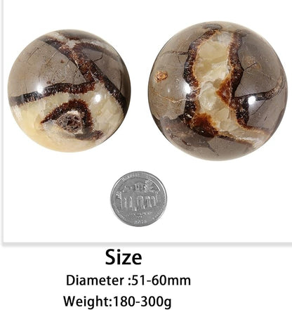Nupuyai Natural Septarian Dragon Crystal Ball with Wooden Stand Healing Stone Sphere for Divination Fengshui Meditation Home Office Decor