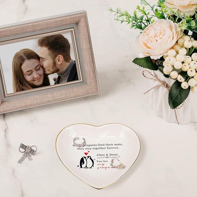 Valentines Day Gifts for Her Personalized Trinket Dish for Women Ceramic Jewelry Tray Romantic Gifts for Her I Love You Gifts Anniversary Birthday Valentines Gifts for Wife Girlfriend