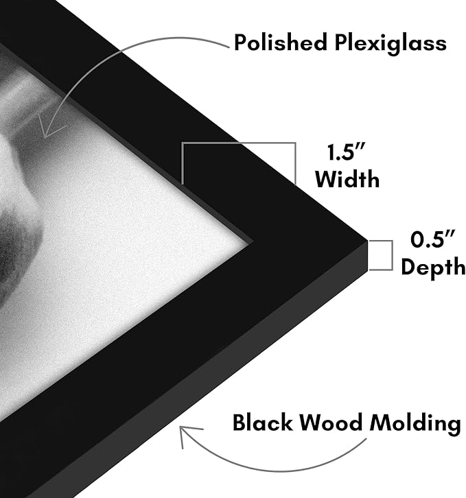 Americanflat 12x20 Picture Frame with Polished Plexiglass - Black Picture Frame - Wide Photo Frames Made of Engineered Wood for Vertical or Horizontal Wall Display - Epic Collection - Black