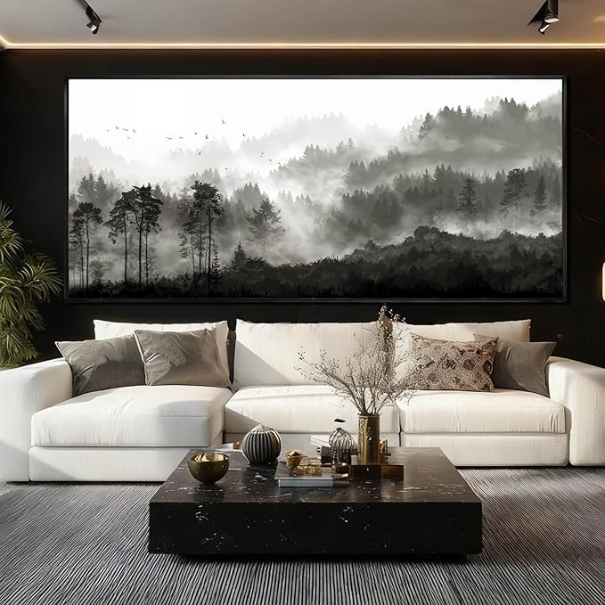 Black and White Wall Art Forest Home Wall Decor Modern Photo Prints 32"x70" Art for Office Framed Pictures for Living Room