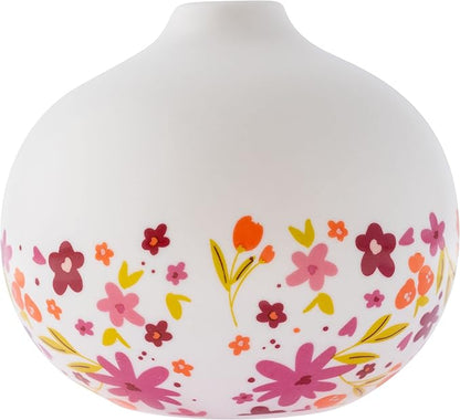 Karma, White Small Bud Ceramic Flower Vases for Rustic Home Decor, Mini Vases for Modern Farmhouse Decor, Living Room, Mantel and Entryway Decor, Love You