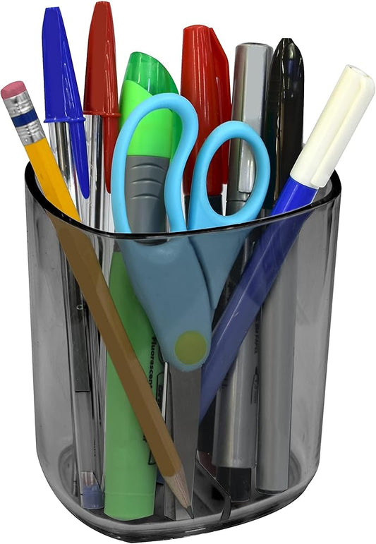 Acrimet Jumbo Pencil Holder, Pen Cup, Caddy Super-Sized Desktop Organizer for Students, Artists and Professionals (Plastic) (Smoke Color)
