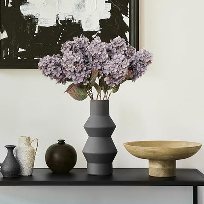 Fake Flowers Hydrangea Silk Flowers with Stems, Fake Grayish Hydrangea Artificial Flowers Winter Flowers Artificial for Decoration Vase Decor 24"（Grayish Purple ） 8PCS Wthout Vase