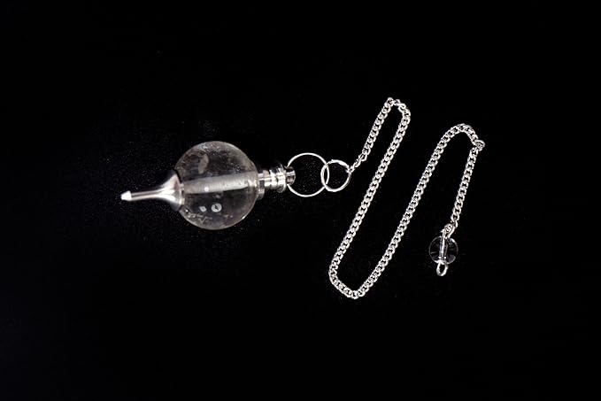 L PEDRA & CRYSTAL Crystal Ball Pendulum – Polished Gemstone Sphere with Chain for Dowsing, Divination, or Decor | Ball-Shaped Crystal Pendant for Energy Work & Display (Crystal Quartz Ball Pendulum)