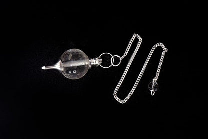 L PEDRA & CRYSTAL Crystal Ball Pendulum – Polished Gemstone Sphere with Chain for Dowsing, Divination, or Decor | Ball-Shaped Crystal Pendant for Energy Work & Display (Crystal Quartz Ball Pendulum)