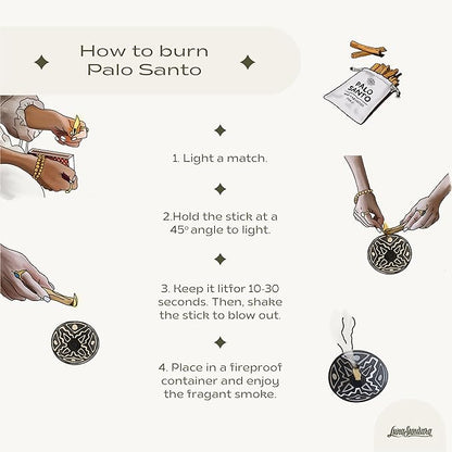 Luna Sundara Authentic Peru Pottery Palo Santo Stick Holder and Incense Holder with 5 Palo Santo Sticks Handmade Ceramic Smudge Bowl Sage Holder Brown Gift Set