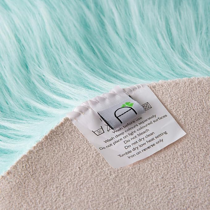 Ashler faux fur rug, Fluffy Shaggy Area Rug Ultra Soft 2 x 6 Feet Sheepskin Fur Rug, Turquoise Fuzzy Rug Machine Washable Shag Rug, Nursery Decor Throw Rugs for Bedroom, kids room, Living Room