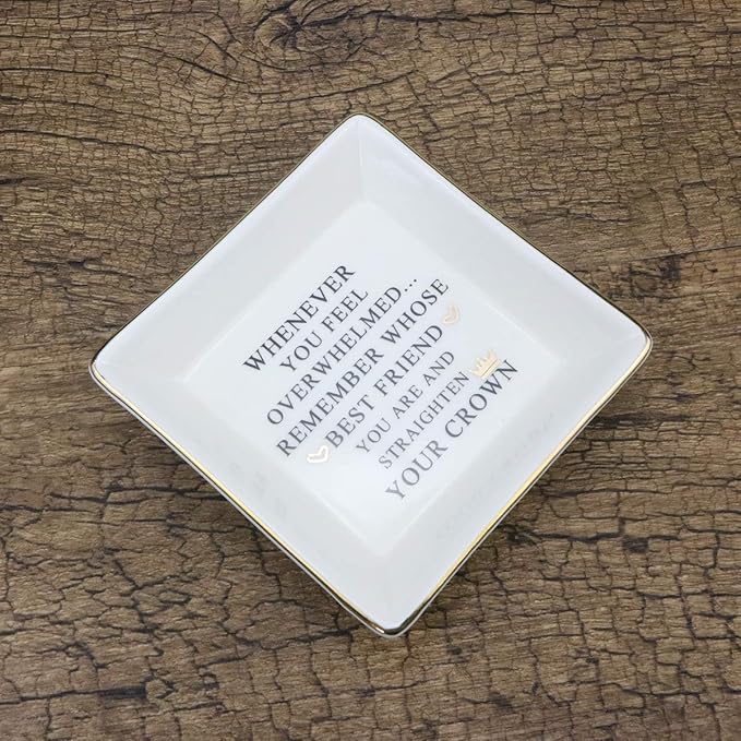 JoycuFF Christmas Birthday Gifts for Best Friends Ceramic Ring Dish Decorative Jewelry Tray -Womens Birthday Gifts