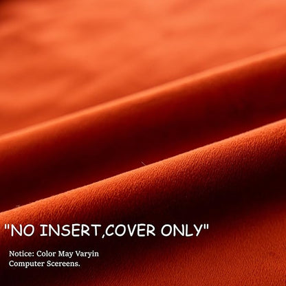 LIGICKY Set of 2 Fall Pillow Covers Rust Velvet Throw Pillow Covers Decorative Modern Autumn Rope Edging Soft Square Cushion Cases for Sofa Bedroom Party Décor, 18 x 18 inch