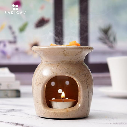 Radicaln Marble Oil Burner 4" Inches Verona Handmade Candle Warmer & Aromatherapy Diffuser for Home, Ideal Oil Warmer, Aroma Diffuser, Essential Oils & Wax Melts