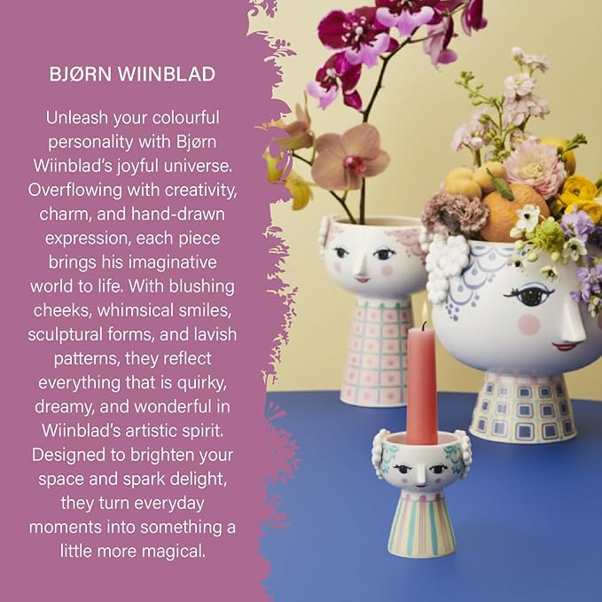 Bjørn Wiinblad Eva Vase – Pink & Blue, 9.1" H | Gift Box Included