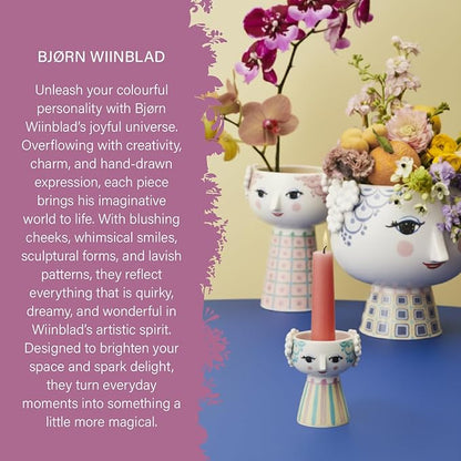 Bjørn Wiinblad Eva Vase – Pink & Blue, 9.1" H | Gift Box Included