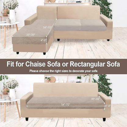 NAISI Sectional Couch Cover 1 Piece Velvet Separate Chaise Lounge Cover Soft Stretch Sofa Slipcovers for Left/Right Chaise Sectional Couch(Chaise Lounge,Taupe)