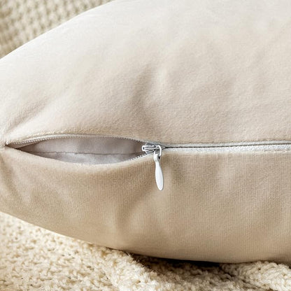 EMEMA Pack of 2 Velvet Throw Pillow Covers Decorative Rectangle Pillowcase Soft Solid Cushion Case for Sofa Bedroom Chair Car 12x20 Inch Cream White