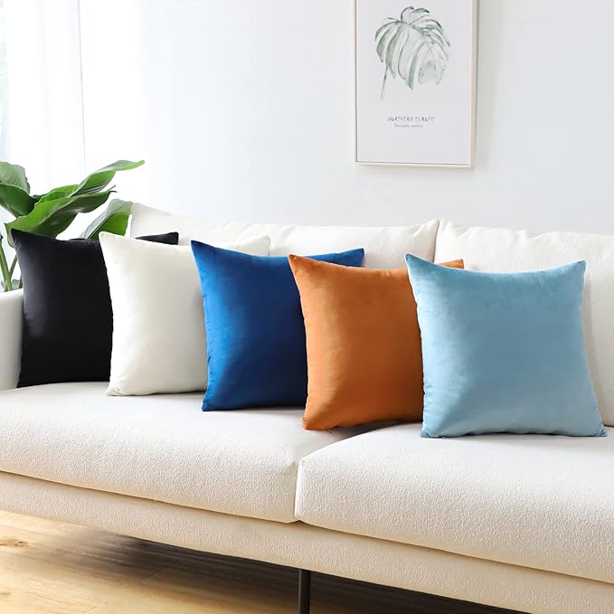 Artscope Luxury Velvet Pillow Covers Super Soft Decorative Rectangle Throw Pillow Covers Case Cushion Covers for Sofa Couch Bedroom Car Decor 16x24 Inch Light Blue