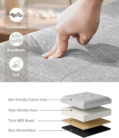 Folding Storage Ottoman Bench, Multi-Functional Ottoman Foot Rest, End of Bed Bench, Storage Chest for Living Room, Bedroom, Hallway, Entryway, Holds Up to 600 lbs (Light Gray, 43 Inches)