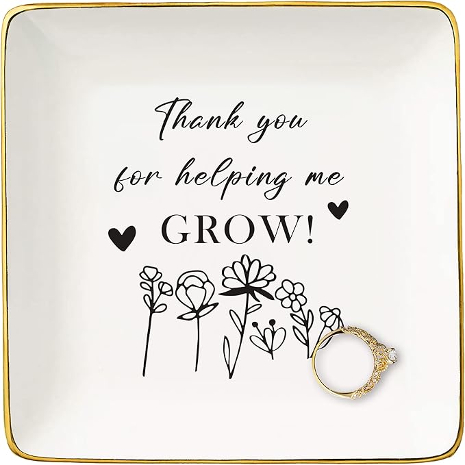 NZY Thank You Gifts: Ceramic Jewelry Tray Trinket Holder Ring Dish - Perfect for Teacher Appreciation, Christmas or Any Occasion