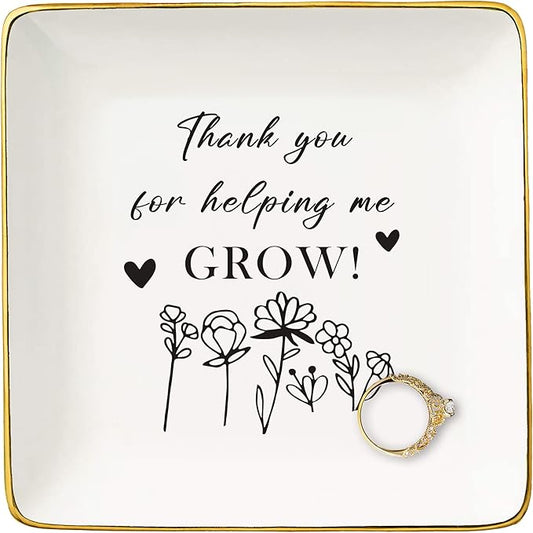NZY Thank You Gifts: Ceramic Jewelry Tray Trinket Holder Ring Dish - Perfect for Teacher Appreciation, Christmas or Any Occasion