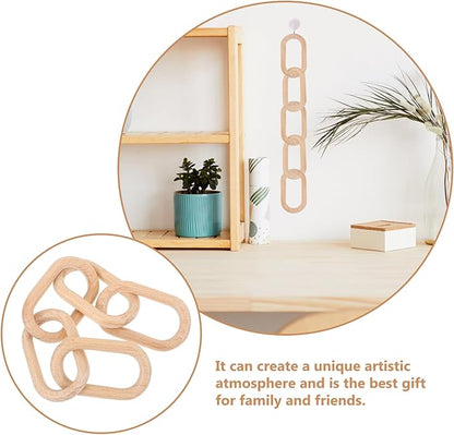 BESPORTBLE Bohemia Wood Chain Pendant Five-Link Medium Size Rustic Farmhouse Hanging Ornament Indoor Wall Decor