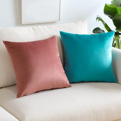 Artscope Luxury Velvet Pillow Covers Super Soft Decorative Square Throw Pillow Covers Case Cushion Covers for Sofa Couch Bedroom Car Decor 22x22 Inch Turquoise