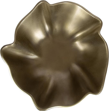 Kate and Laurel Flutte Scalloped Decorative Metal Serving Bowl, 10 x 10 x 3, Antique Brass, Modern Wavy Fruit Bowl for Kitchen Counter or Use as Tabletop Storage for an Entryway Table