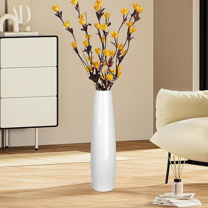 Ceramic Floor Vase, GDSZJLJ 17.7" Tall White Large Decorative Vases for Modern Home Decor, Living Room, Minimalist Style Big Flower Vase for Pampas Grass, Flowers, Twigs, Office, Bedroom Décor