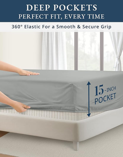 LANE LINEN 100% Egyptian Cotton Queen Sheet Set, Soft & Comfy Hotel Like Thick Fully Elasticized Mercerized Long Staple Cotton Sheet Queen Size Set, No Pill Fade Resistant Queen Sheets - Lime Stone