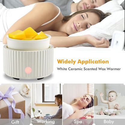 EQUSUPRO Wax Melt Warmer for Scented Wax -4-in-1 Electric Ceramic Candle Wax Warmer Fragrance Wax Burner Melter for Home Office Bedroom Gift & Decor (Elegant Vertical Stripes)