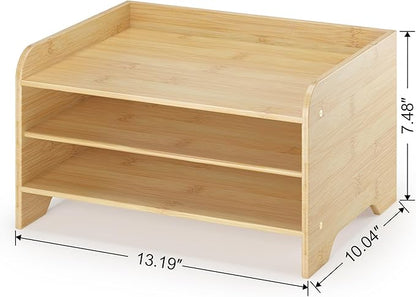 Bamboo Desk Organizer Mail Holder Countertop Letter Tray File Organizer for Desk Letter Sorter Paper File Storage for School Home Office Supplies