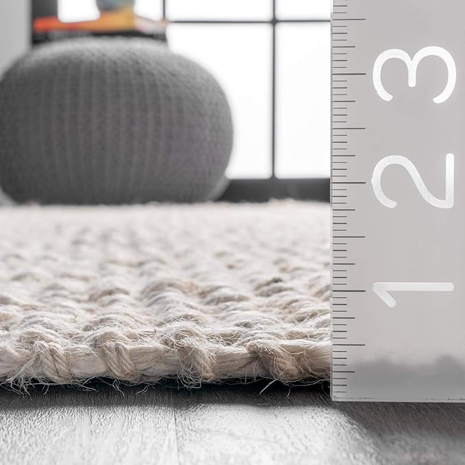 Nuloom Daniela Off-White, 2' x 3', Handmade, Jute, Tassel, Soft and Textured, High Traffic, Stain Resistant, Easy Clean, Durable Area Rug for Bedroom, Living Room, Dining Space, Foyer, Entryway